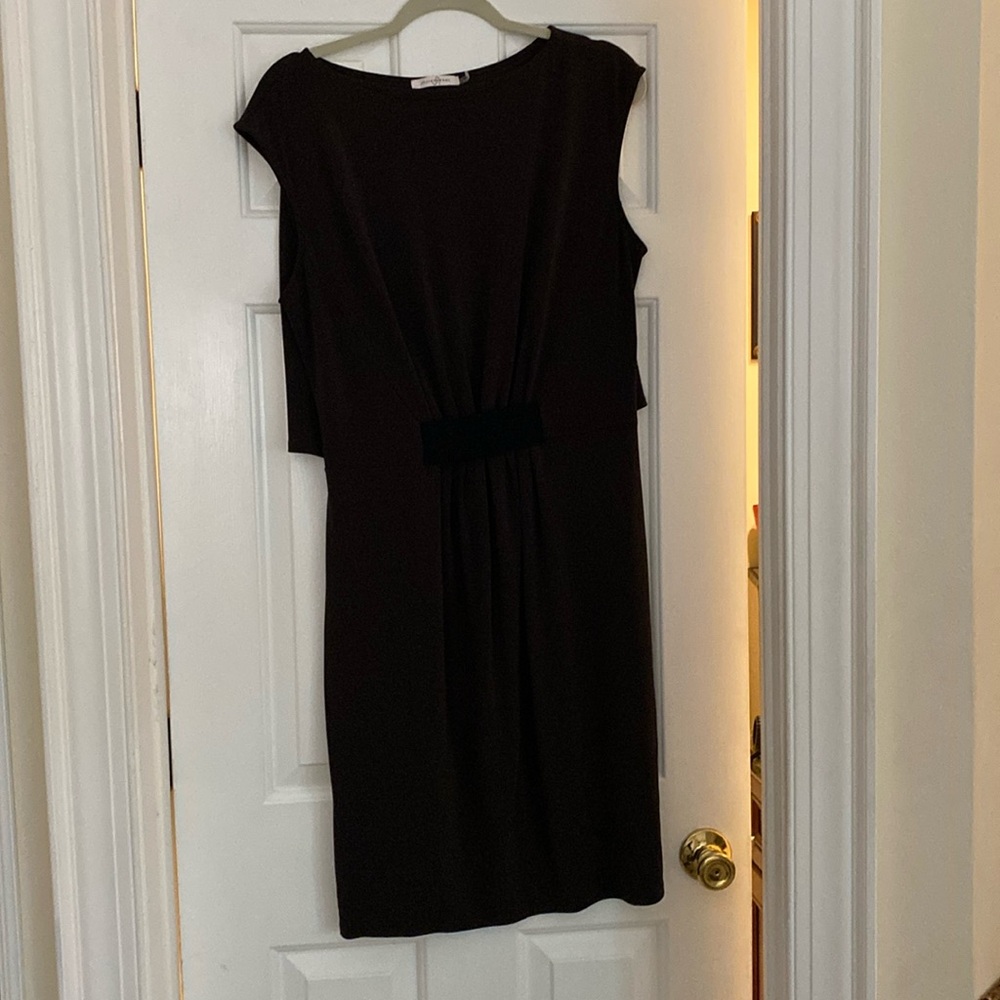 Women’s Josie Natori sleeveless dark brown pullover dress, size L.